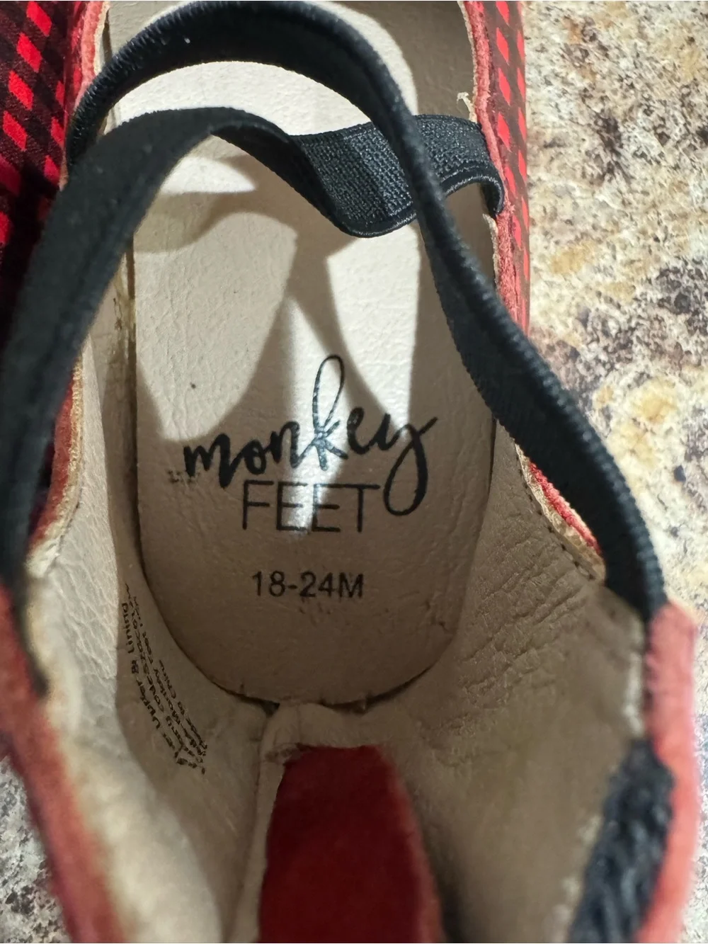 Monkey Feet - Red and Black Plaid Leather Ballet Flats